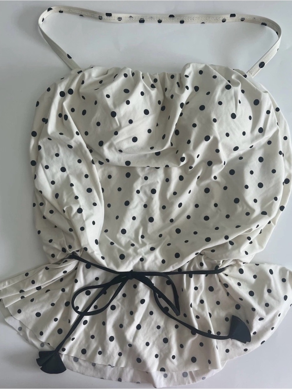 Eco Swim Women’s Strapless Swim Top White & Black Polka Dot
